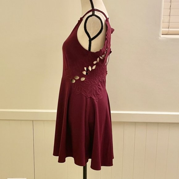 Free People Magenta Dress with Floral Applique - Picture 5 of 11